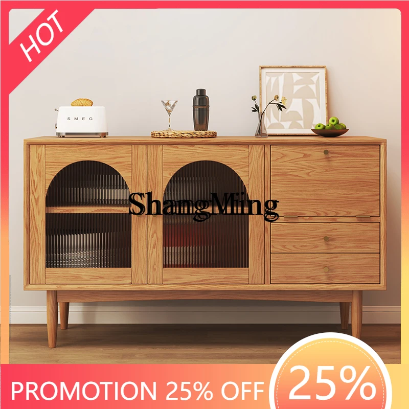 

FG household wind solid wood dining side against the wall integrated tea cabinet kitchen cupboard dining room storage locker