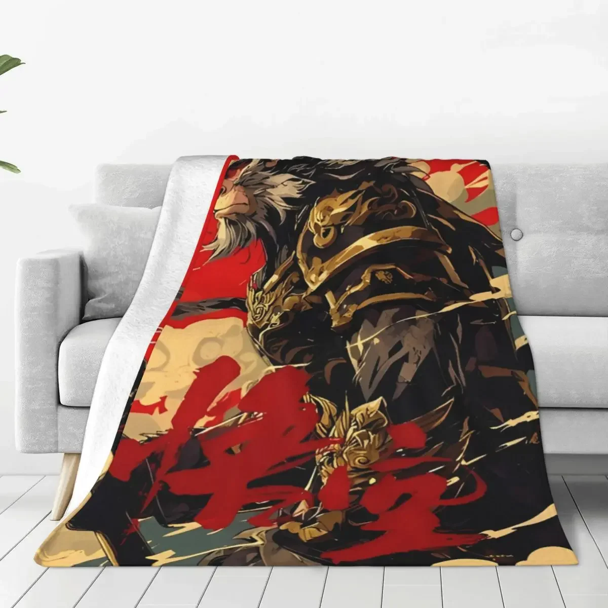 Cozy Black Myth Wukong Game 2024 Blanket Sofa Decorative Monkey King Blanket Throw Lightweight Thin Flannel for Bedroom