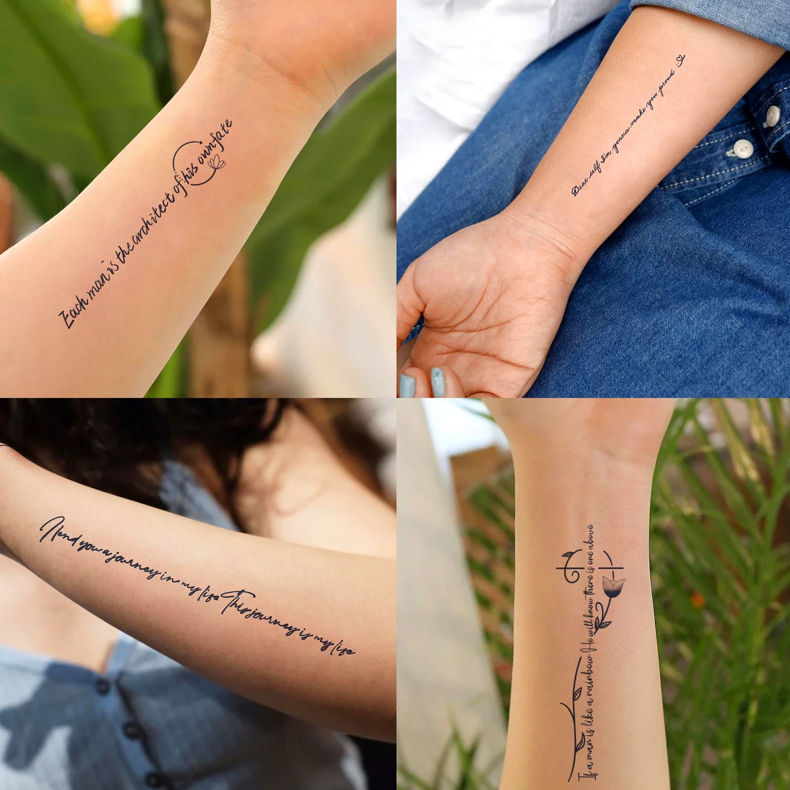 10 أوراق رسم إبداعي رسم وشم مؤقت زهور فراشة الهندباء ديزي رسائل ملصق مقاوم للماء فن الجسم ستتيكر