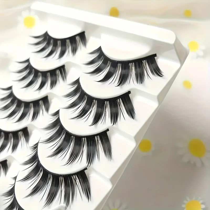 5 pares de pestañas negras naturalmente hermosas, pestañas postizas reutilizables estilo dibujos animados: pueden mejorar el maquillaje de ojos