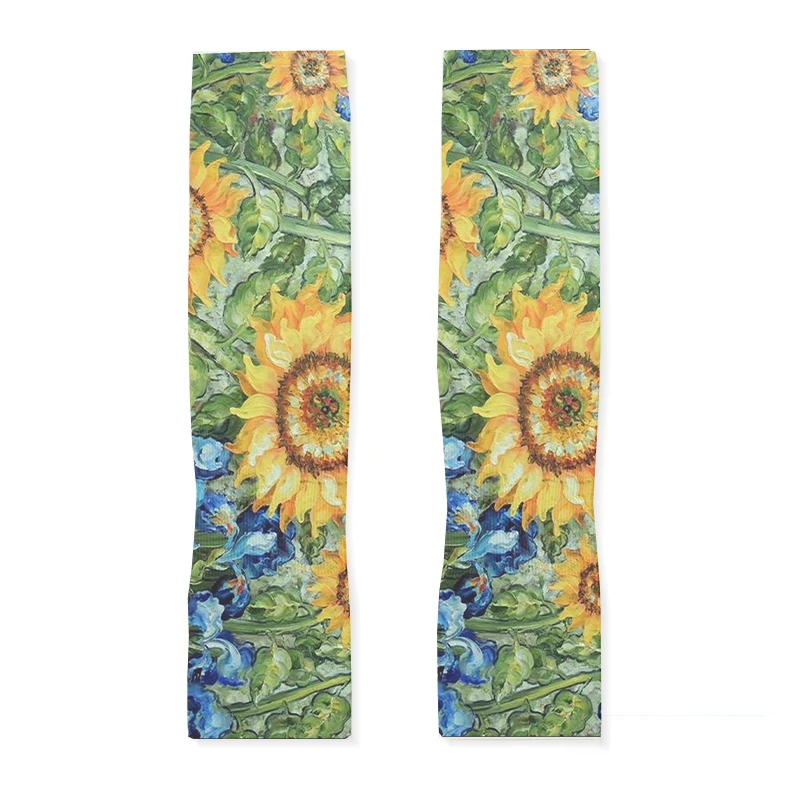 Manicotti per pittura a olio alla moda, protezioni per le braccia estive da donna, maniche per le mani in ghiaccio, maniche per protezione solare con stampa da viaggio per ciclismo all'aperto