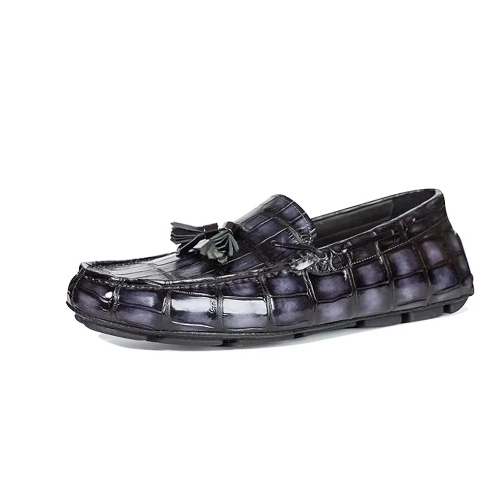 JIUMUFUSHI new arrival men crocodile shoes brush color male shoes Rubber sole Driving Shoes