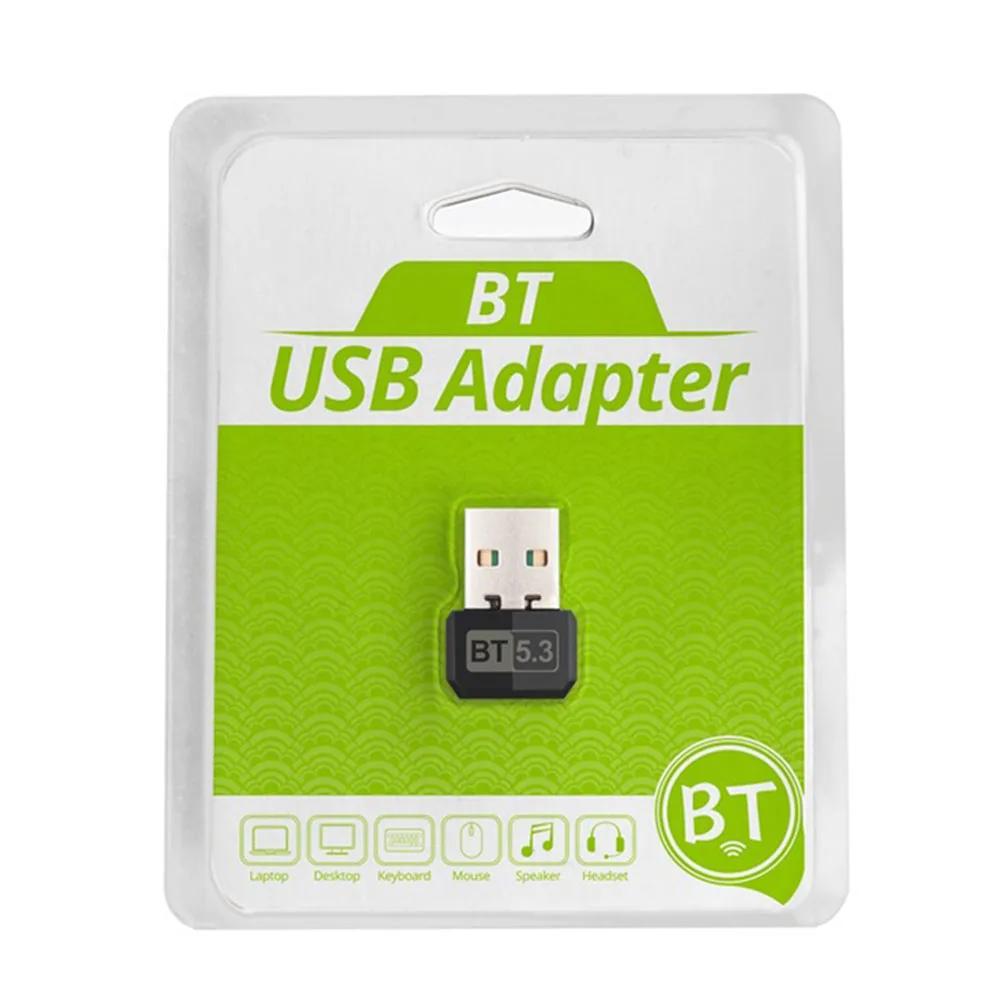 BT5.3 USB Bluetooth Adapter Driver-Free Low Latency 20M Range for Windows 8.1/10/11 Speaker Headphone Receiver Transmitter
