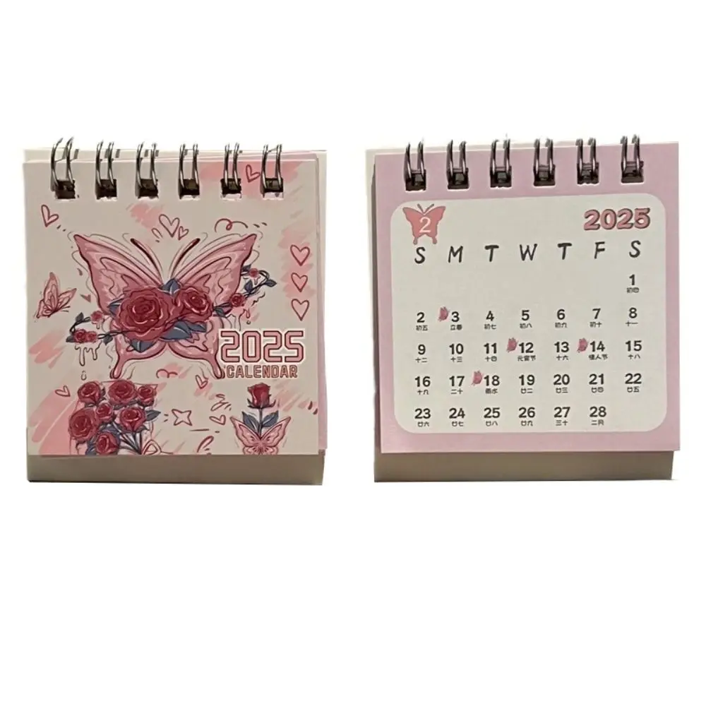 Cute Butterfly 2025 Calendar Standing Flip Mini Monthly Calendar Itinerary Note Home