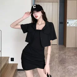 Completo donna manica corta Mini stile coreano Chic ed elegante set da 2 pezzi per abbigliamento donna tendenza di lusso 2024 Streetwear completo