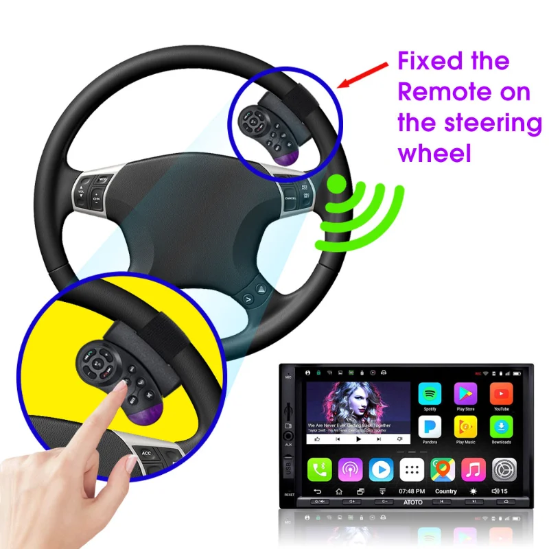 Interruttore di controllo remoto del volante dell\'auto multifunzione Lettore musicale multimediale Pulsante stereo DVD Controller wireless