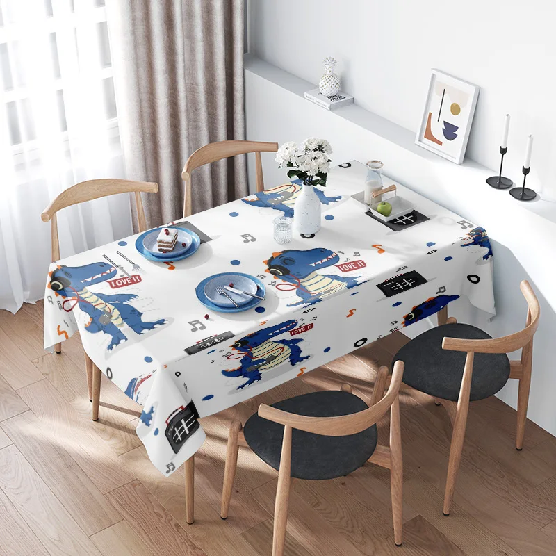 Creative Cartoon Tablecloth with Vehicles Design for Kids Dining Room Decor – Washable Spill-Proof Protection Anti-Slip Non-Slip