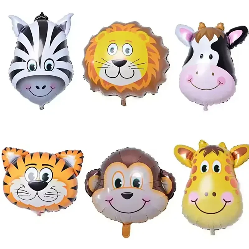 6 teile/satz 16 zoll Mini Tier Kopf Folienballon Wald Tiger Löwe Zebra Ballon JungleWild Tier Thema Geburtstag Party Dekoration – Detail 10