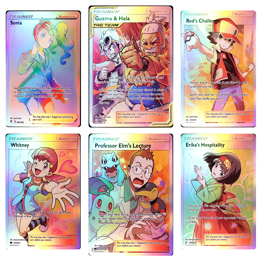 

Pokémon Proxy Cards PTCG DIY Cards PKM Collection Board Games Sonia-203 Guzma Hala-229 Challenge-213 Exploration-209 lecture-213