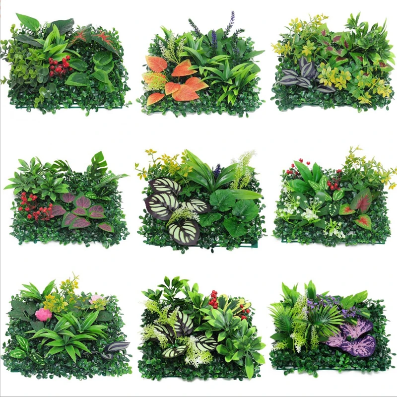 Green Artificial Plants Wall DIY Background Decoration Simulation Grass Leaf Office Outdoor Garden Decor Plant 2