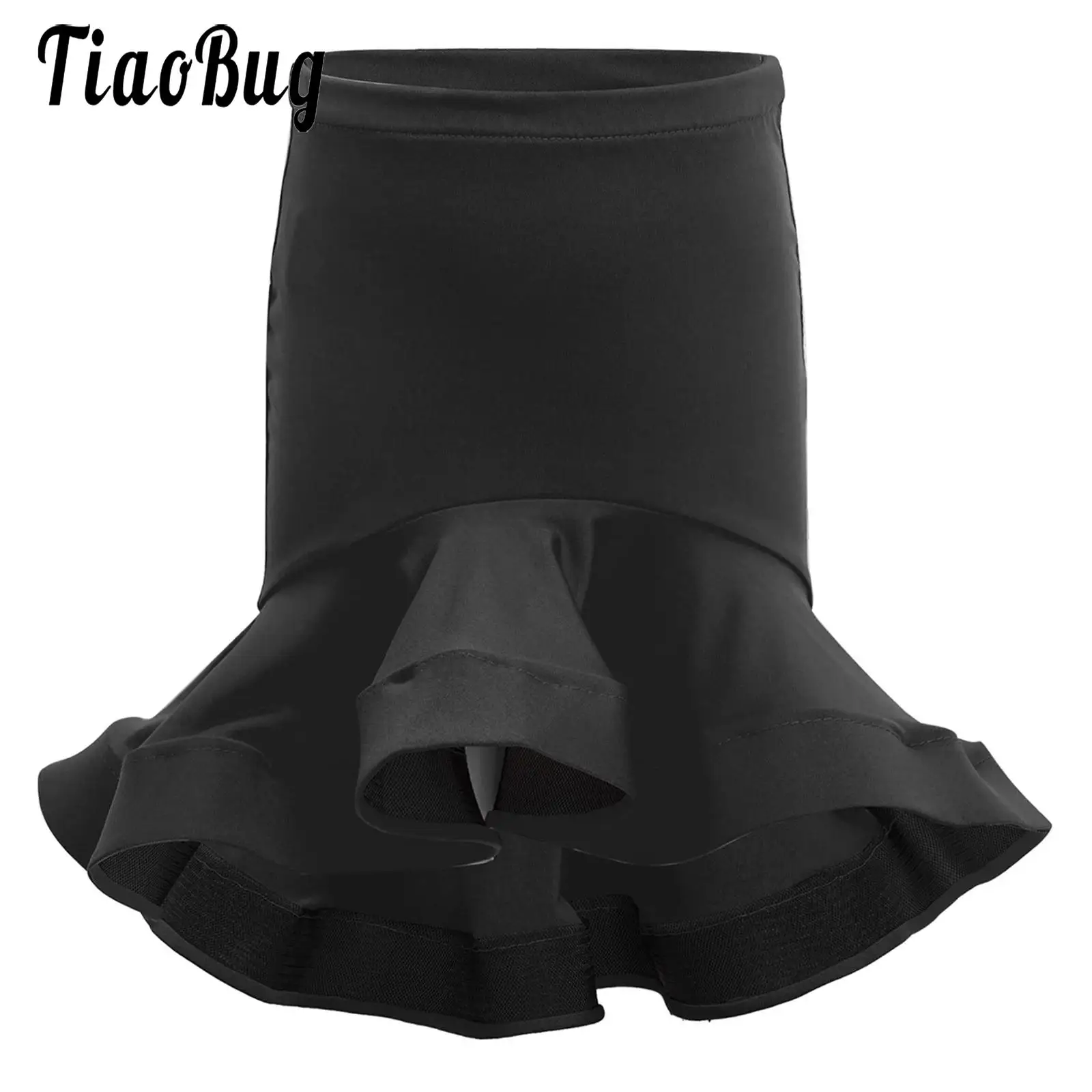 

Kids Girls Latin Cha-cha Tango Dance Costume Skirts Salsa Samba Ballroom Dance Ruffled Pant Skirts For Performance Competition