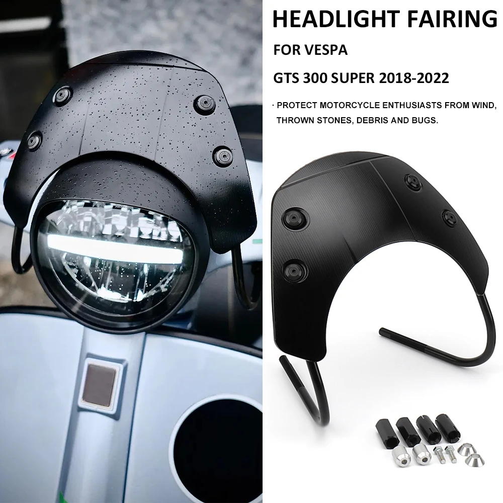 

GTS300 Windscreen Windshield Wind Shield Screen Protector Headlight Cover New For Vespa GTS 300 Super 2018 2019 2020 2021 2022