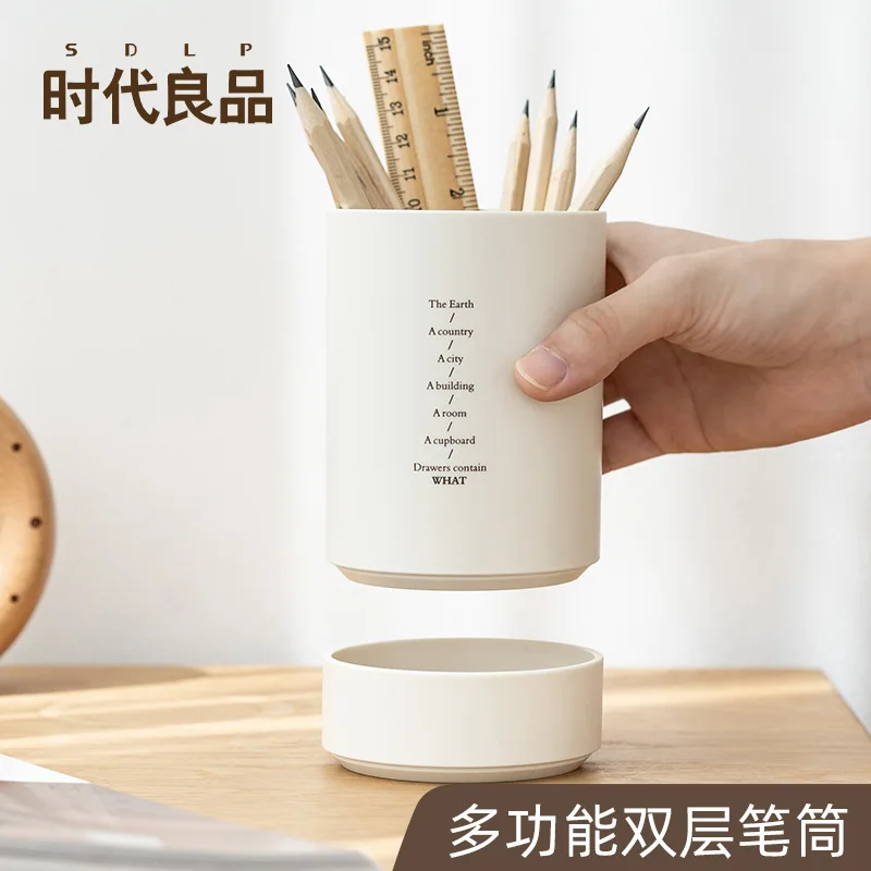 

Держатель для ручек Ins Desktop Простой, ценный настольный шкаф для хранения на столе, держатель для кистей для макияжа, ведро для ручек, двухслойное съемное