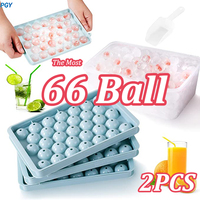 66/33 Ice Ball Mold - Whiskey Cocktail Round Ice Cube Maker with Lid, Perfect Hockey Ball Shape, BPA Free Mini Tray Kitchen Tool