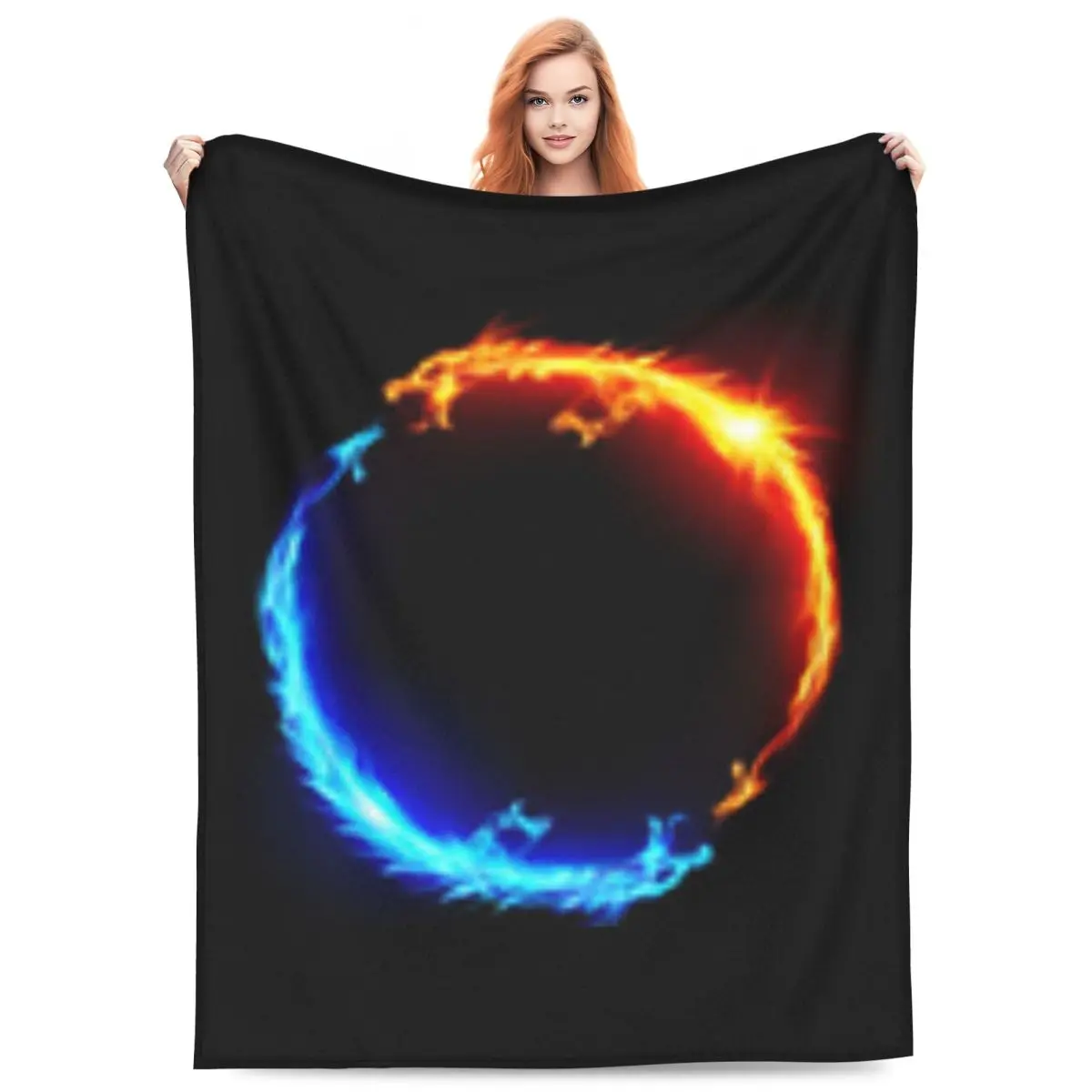 Red Fire Dragon Blankets Flannel Sofa Throw Blanket Breathable for Couch Bedding Throws Bedspread Quilt