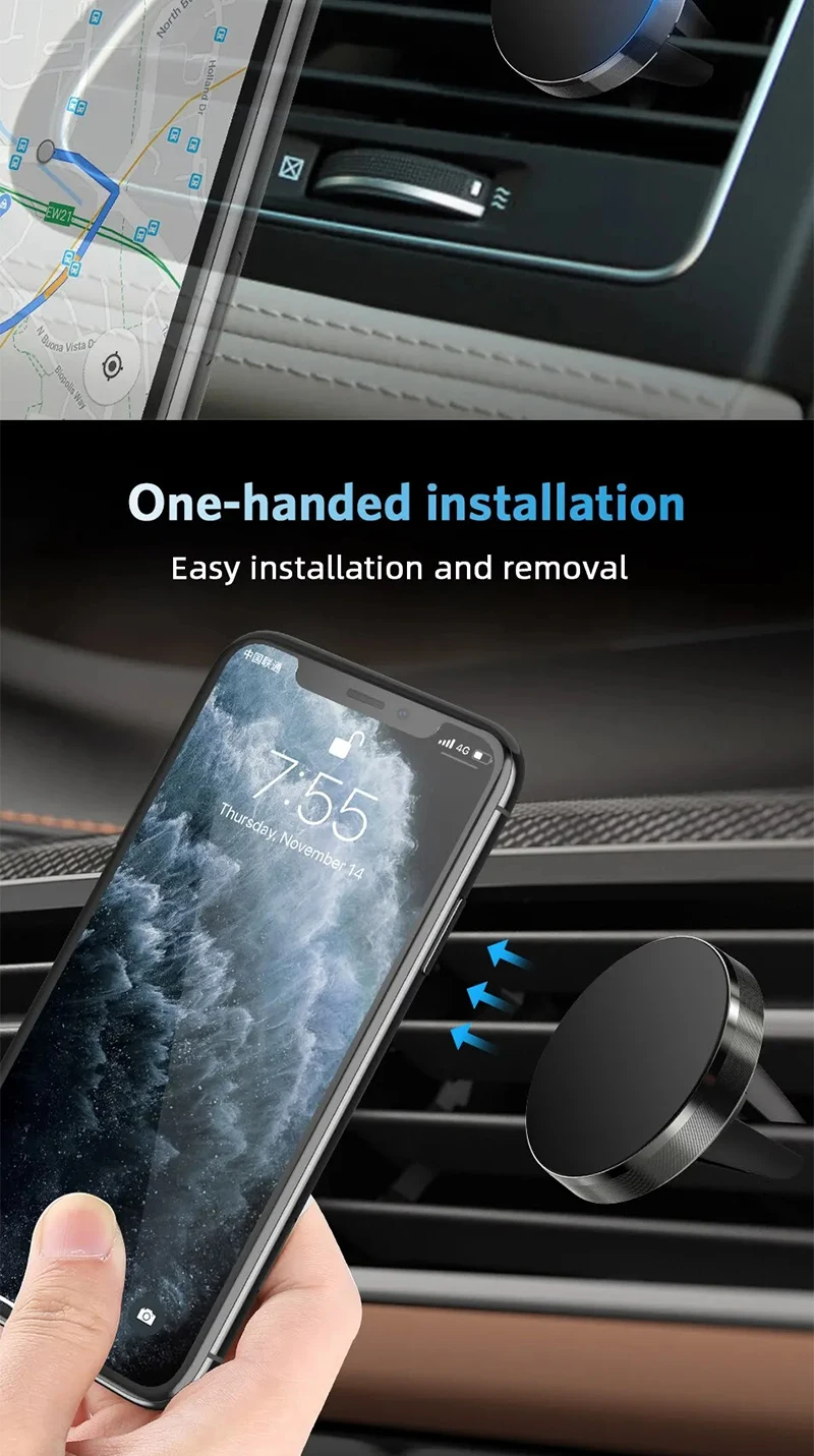 Universeller magnetischer Autotelefonhalter im Auto für iPhone 15 14 13 Samsung Magnet Air Vent Mount Handy-Unterstützung GPS – Detail 10