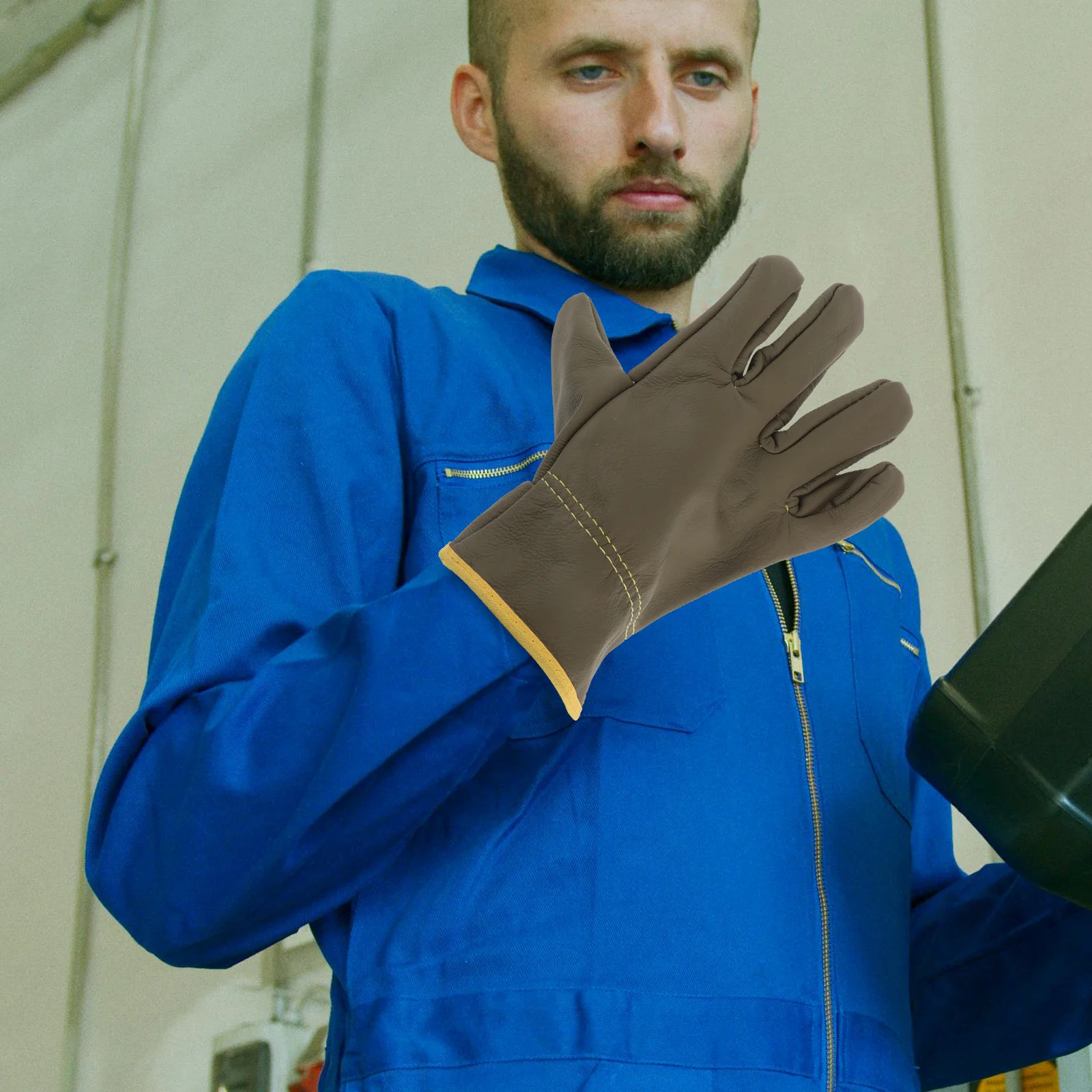 

1Pair Welding Gloves Heat Resistant Fireproof Protection for Welder Blacksmith Furnace Work Stick Welding Safety Gear