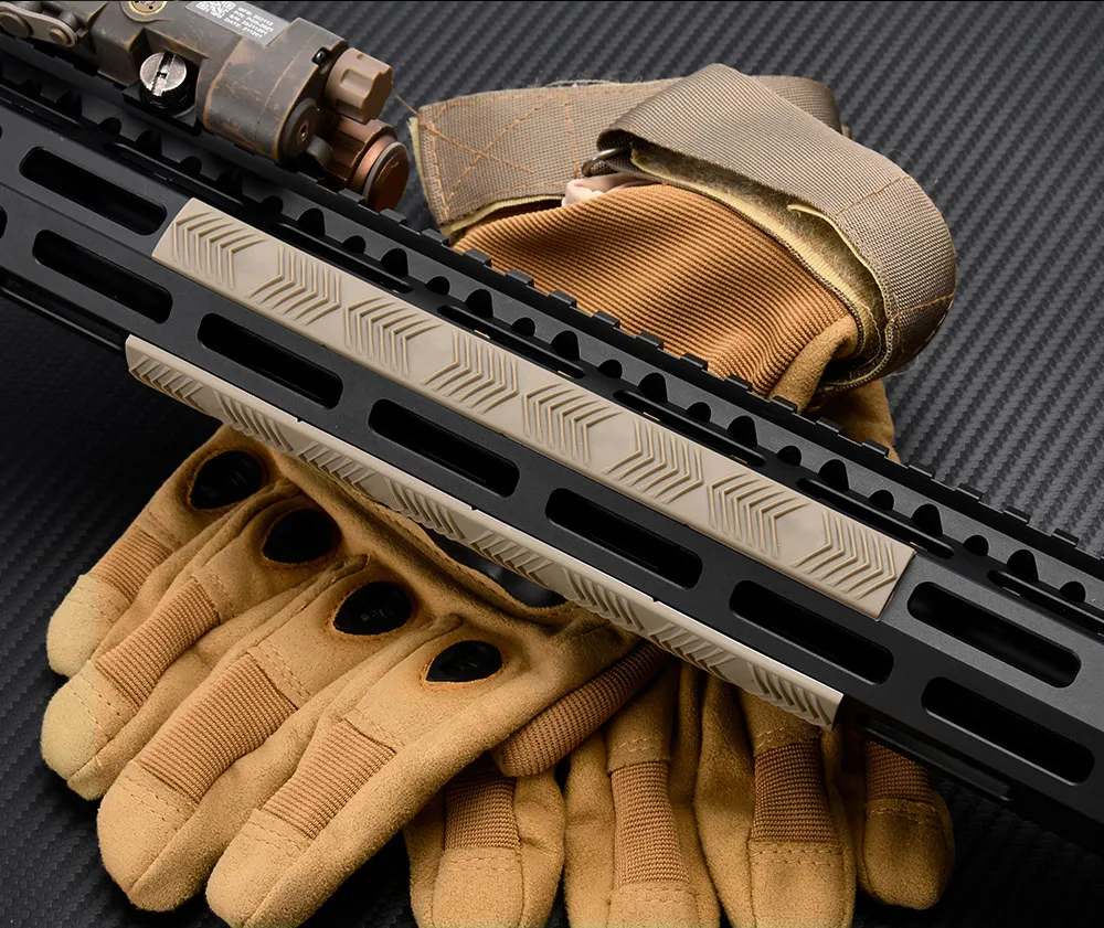 Taktische Gummi-Schienenabdeckungen im M-Stil, 6 1/4" x 5/8", Griffabdeckung, 4er-Pack, für Airsoft M4 AR15 HK416 Zubehör – Detail 3