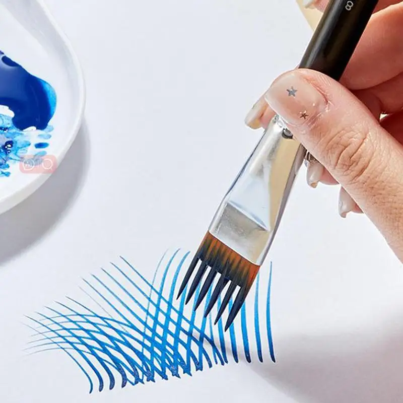 New 4Pcs Serrated Shape Paintbrush Set Landscape Leaf Art Brushes For Watercolor Oil Digital Painting Artist Student Supplies