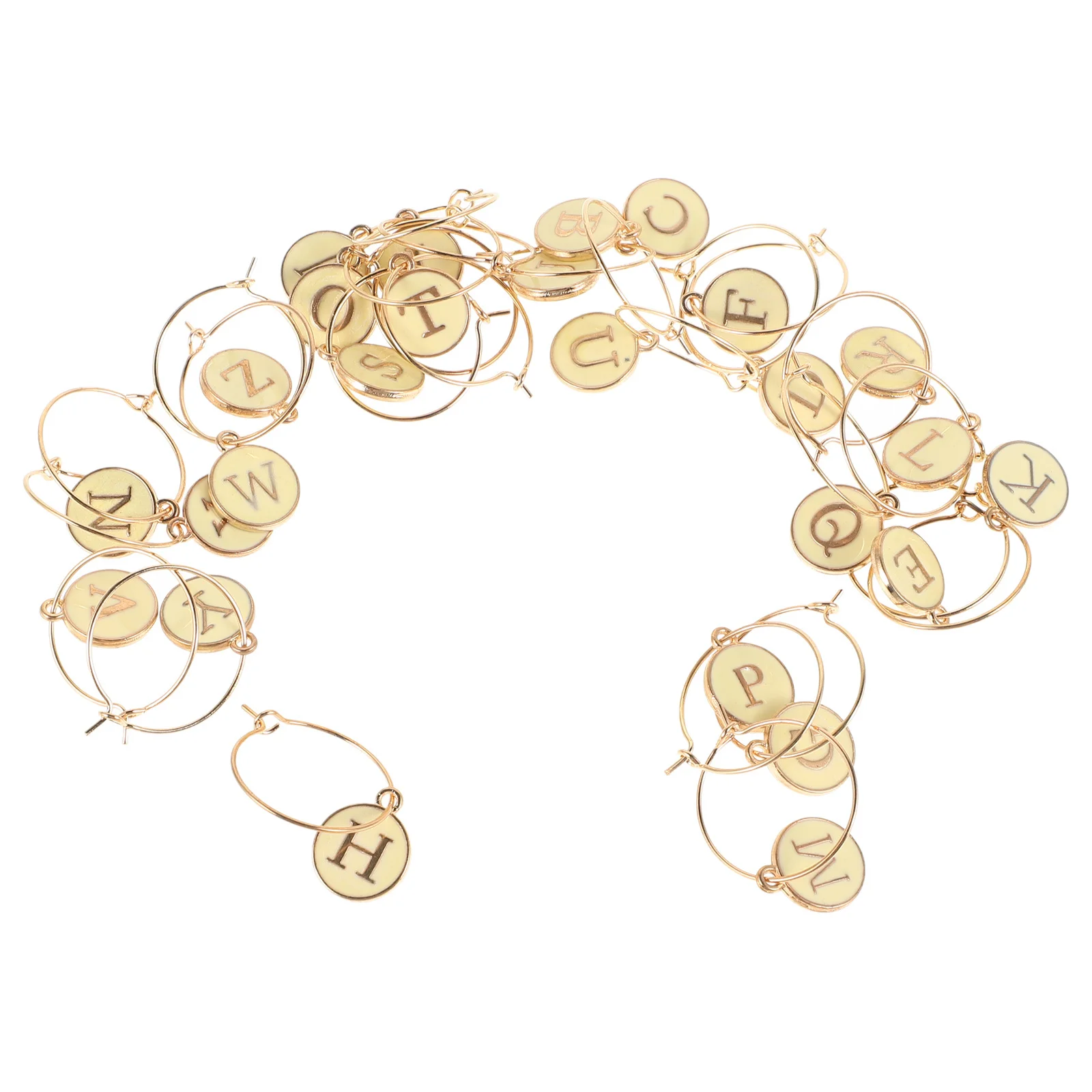 

26Pcs Alphabet Wine Glass Markers Hanging Charms Decorative Letter Tags Party Drink Glass Identifiers Reusable Zinc Alloy