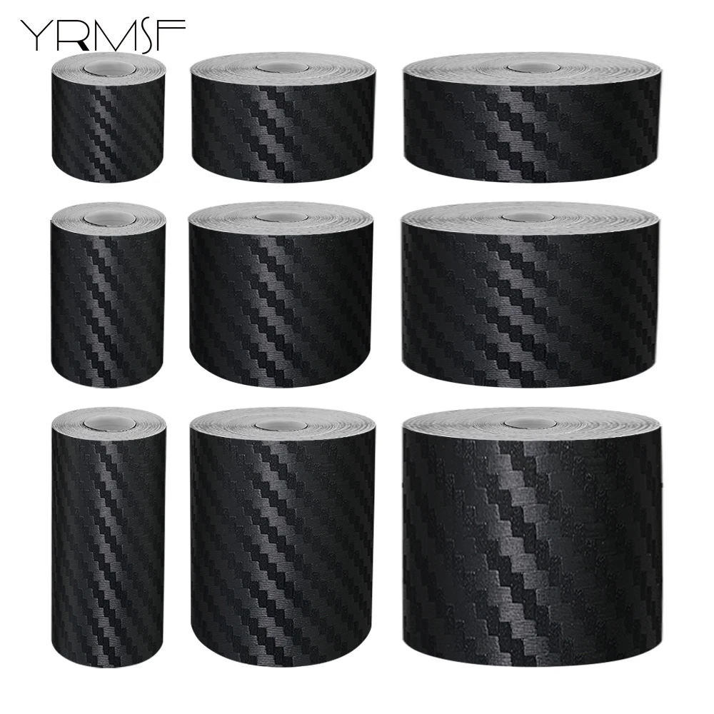 3D Car Stickers Carbon Fiber DIY Vinyl Wrap Auto Bumper Glue Tape Protector Strip for Cars Door Sill Window Center Console Phone
