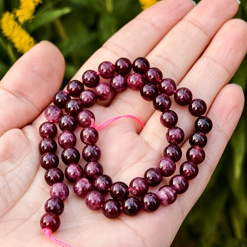 7A Natürliche Rote Granatsteinperlen, Runde Lose Zwischenperlen für Schmuckherstellung, DIY Armband, Halskette, Anhänger, Zubehör 4-12mm – Detail 7