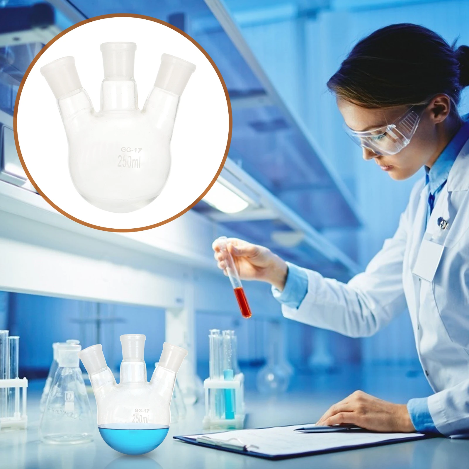 High-Quality 3 Neck Laboratory Flask Versatile Use in Chemistry Research and Applications Laboratory 3 Neck Flask