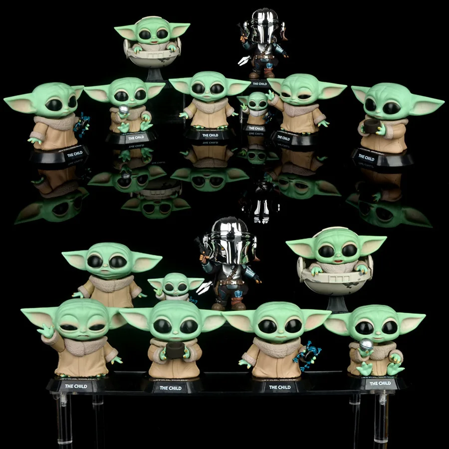 HT Anime Marvel Star Wars Mandalorian Baby Yoda Figurine Model PVC Action Toys New Year's Christmas Gifts 10cm