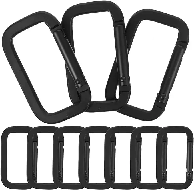 Ovale Federringe aus Aluminiumlegierung, Taschenriemen-Schnallen, Beschichtete Clips, Karabiner für Geldbörsen und Handtaschen, Ovale Druckverschluss-Karabinerhaken – Detail 13