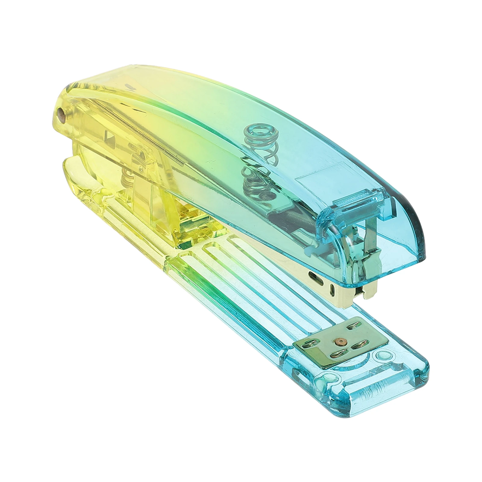 

Blue Yellow Gradient Acrylic Stapler Practical Mechanism Bottom Desk Accessory Standard Size Office Stationery Portable