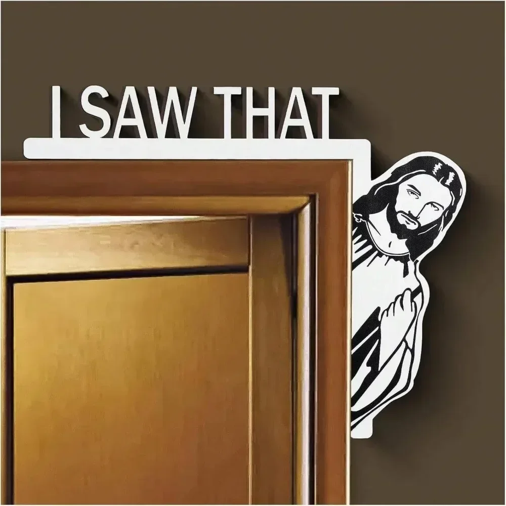 CIFBUY Metal Wall Art Creative Jesus Door Sitter Sculpture Waterproof Aluminum Hanging Decor Religious Theme Craft for Living