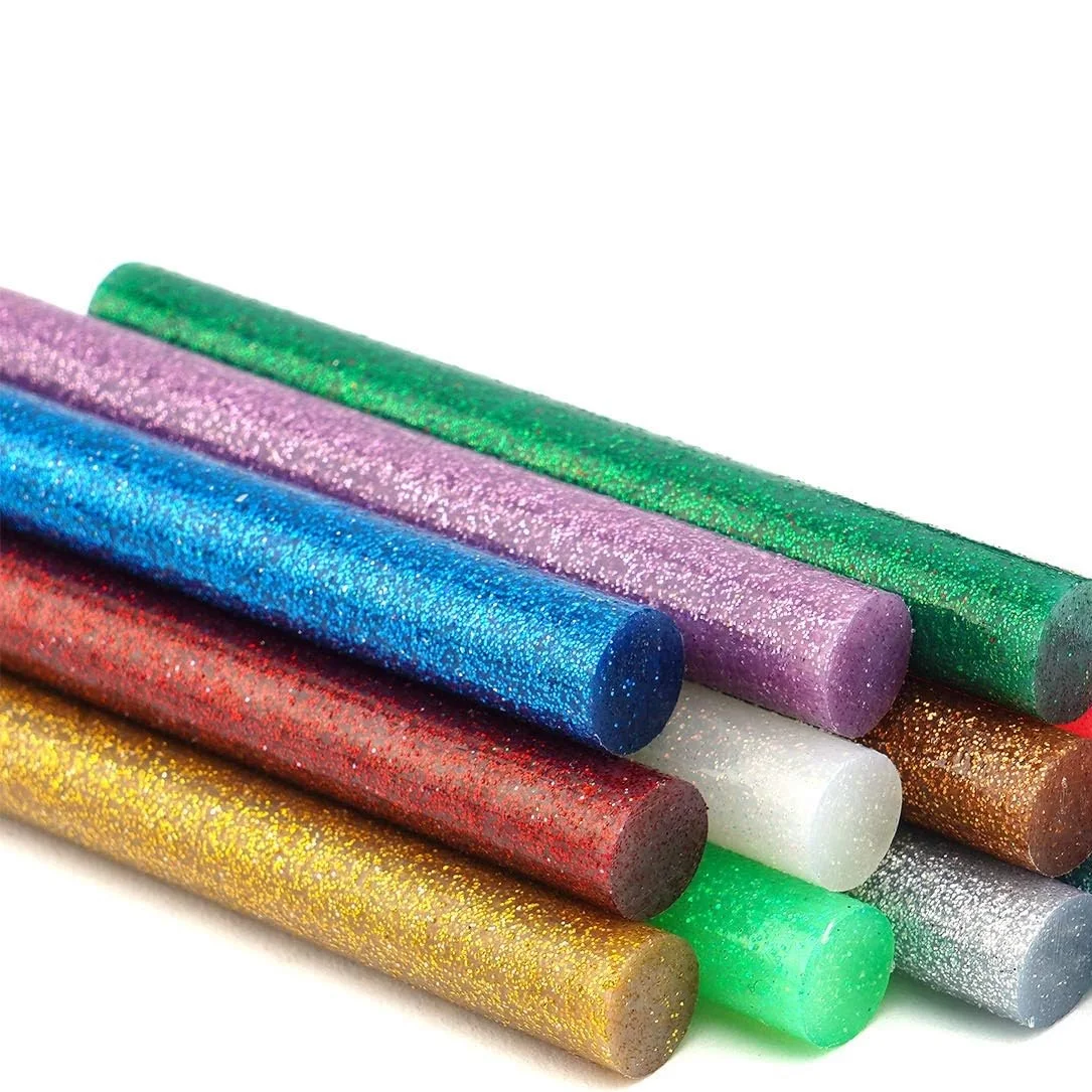 

10 шт. 7 мм блестящие палочки для горячего клея с пистолетом для горячего клея мощностью 20 Вт, цветные палочки для термоплавкого клея, полноразмерные, клейкие палочки своими руками