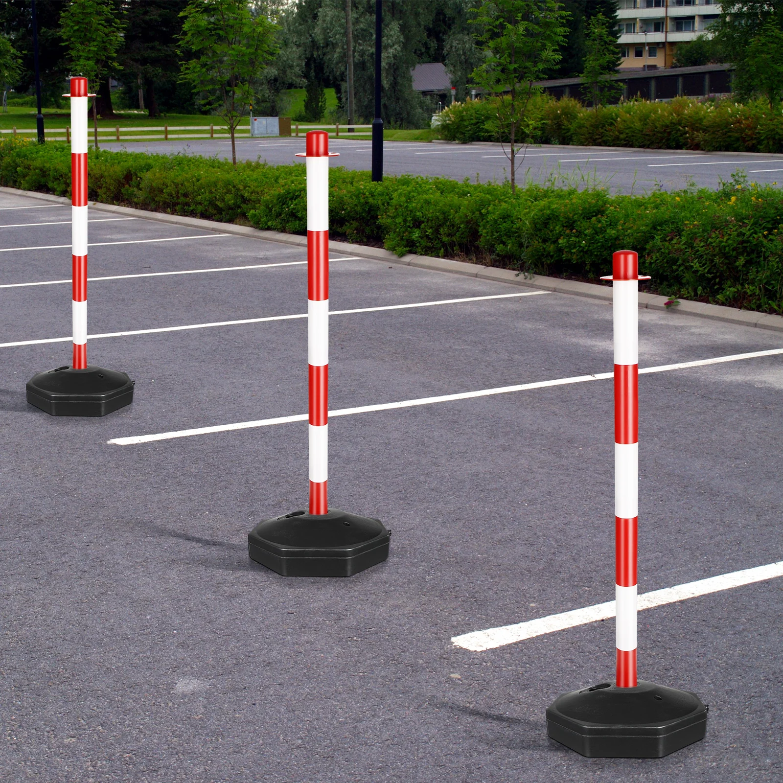 

1 PC Warning Column Traffic Delineator Red White Elastic Isolation Pile Barricade Cone Driveway Plastic Car Parking Poles Sturdy