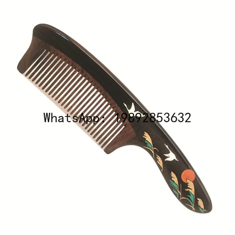 

PYJ Hongyan Biography Sandalwood Conch Inlaid Lacquer Art Painted Comb