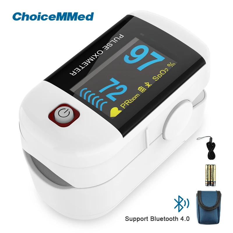 ChoiceMMed Bluetooth Finger Pulse Oximeter Blood Oxygen Saturation Heart Rate Monitor PI Meter OLED Digital Oximetro MD300C228