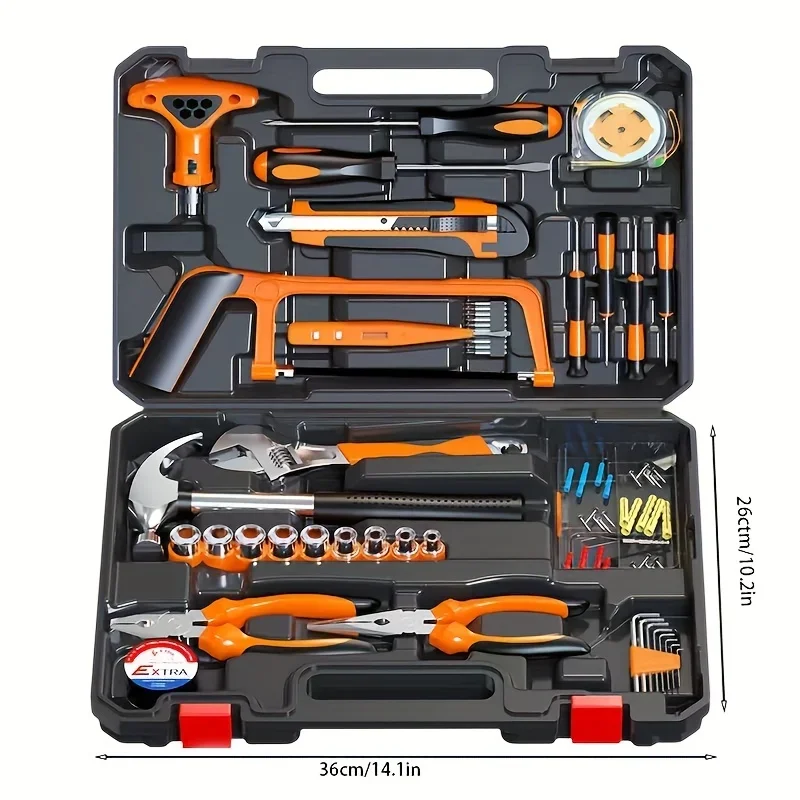 82 Pieces of Home Repair Tool Kit, General Home/car Repair Tool Kit, with Toolbox Storage Box, Universal Home Tool Kit