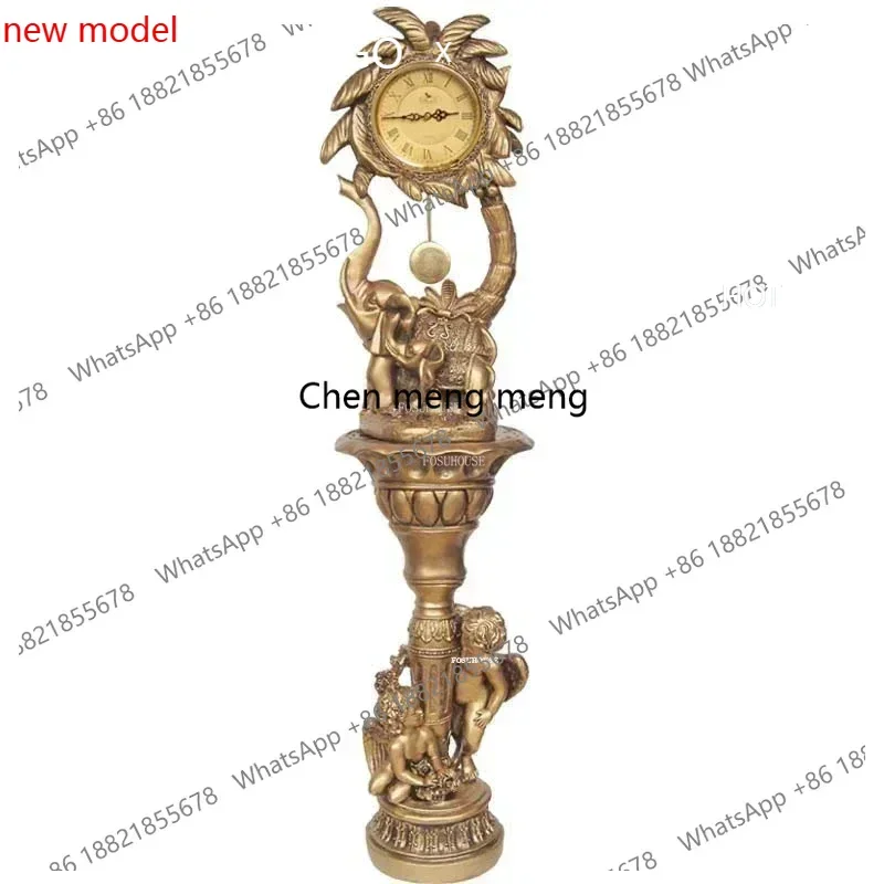 d178 Europe Jumping Second Movement Standing Clock Home Living Room Floor Clocks Decorative Ornaments Retro Chinese Pendulum Clo