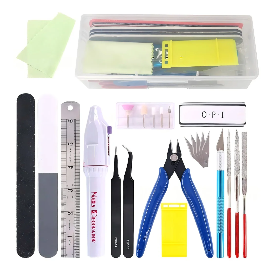 Model Building Tools Kit with Electric Grinder, Gundam Hobby Repair Set, Clipper Tweezers Files for Assembly & Polishing