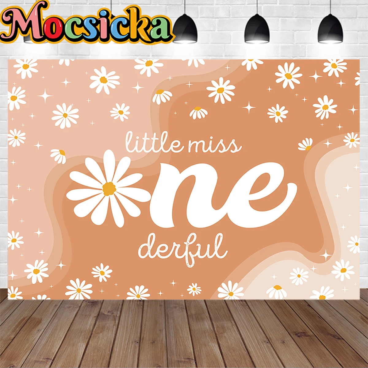 Mocsicka Little Miss Onederful Girl Baby Shower Backdrop Newborn Daisies Floral Decoration Background Birthday Party Supplies