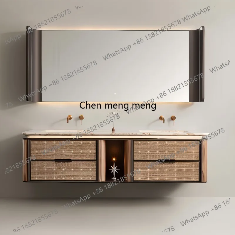 Customized French bathroom cabinet combination toilet luxury stone double basin hand washbasin basin cabinet