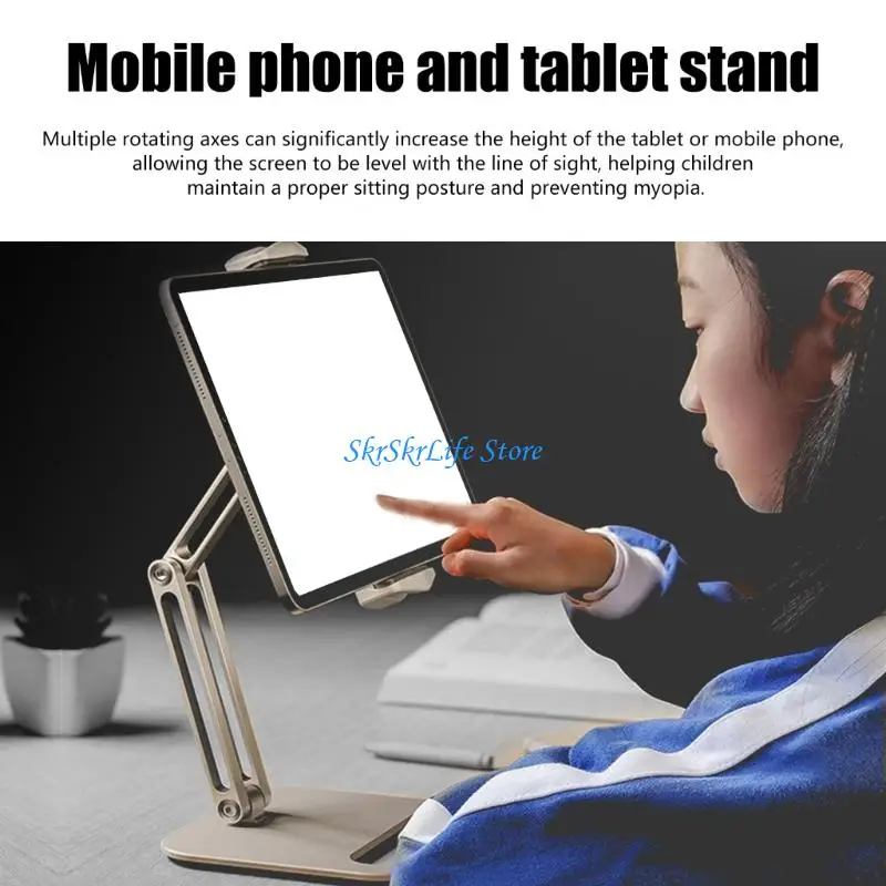 

E65E Adjustable Aluminum Alloys Tablets Stand With 360 Degree Rotation And AntiSlip Clamp For 4 To 13Inch Devices