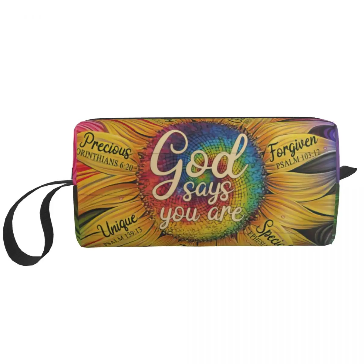 Custom God Says You Are A Sunflower Travel Cosmetic Bag for Women Toiletry Makeup Organizer Ladies Beauty Storage Dopp Kit