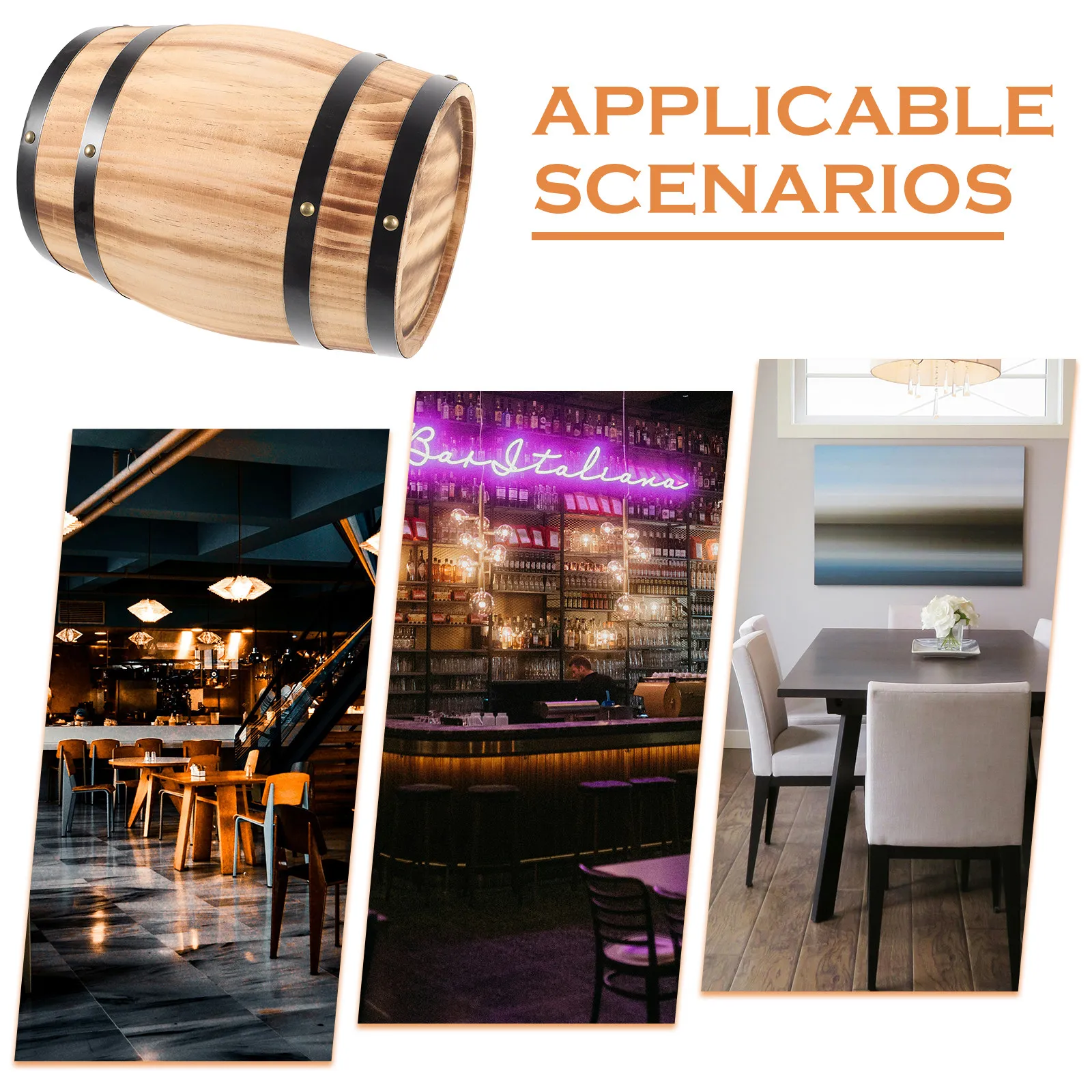 

Wood Wine Barrel Decorative Prop for Bar Home Restaurant Floor Decor Crafted from Sturdy Natural Wooden Material Unique