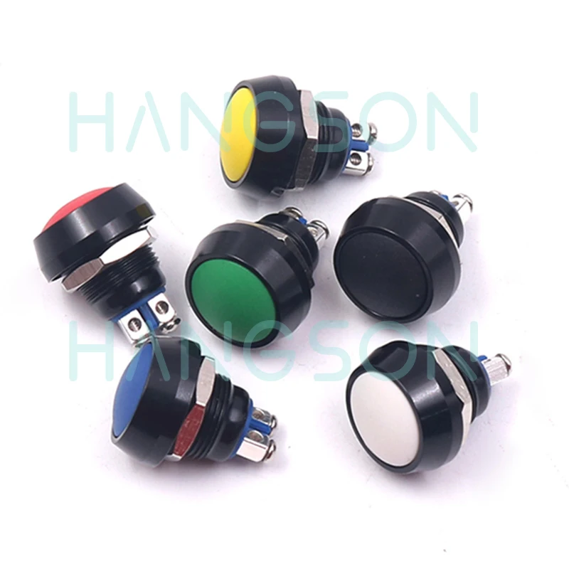 12MM Dome Head Momentary Push Button Switch Screw Terminal Push Button 3A 220V Solder Terminal Colorful Metal Button Switch