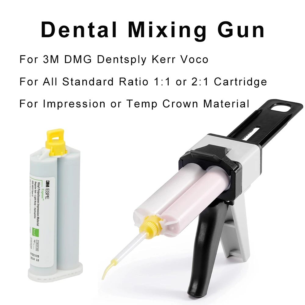 Dental Mixing Gun For 3M DMG Dentsply Kerr Voco Light Body Bite Ratio 1:1 Cartridge Impression Silicone Crown Material Dispenser