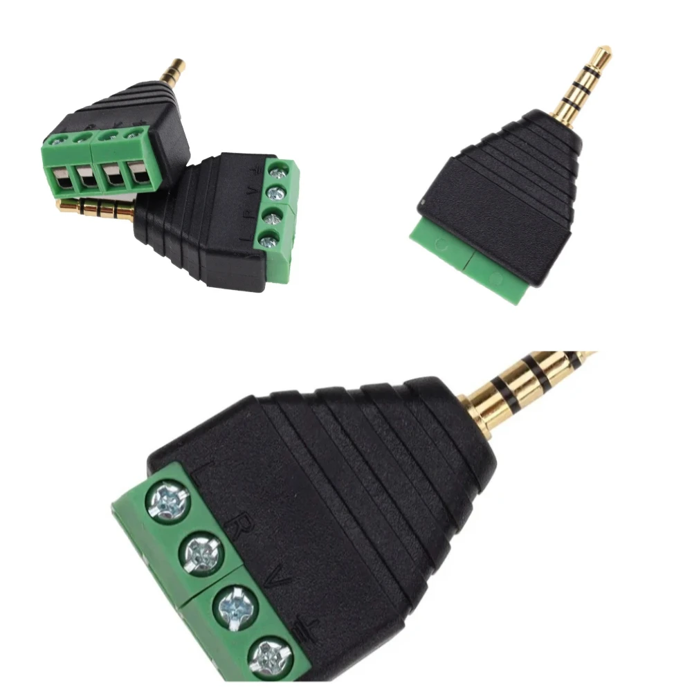 200pcs 4-Pole 3.5mm TRRS Stereo Male Jack to AV Screw Video Terminal Female Adapter Solderless Connector