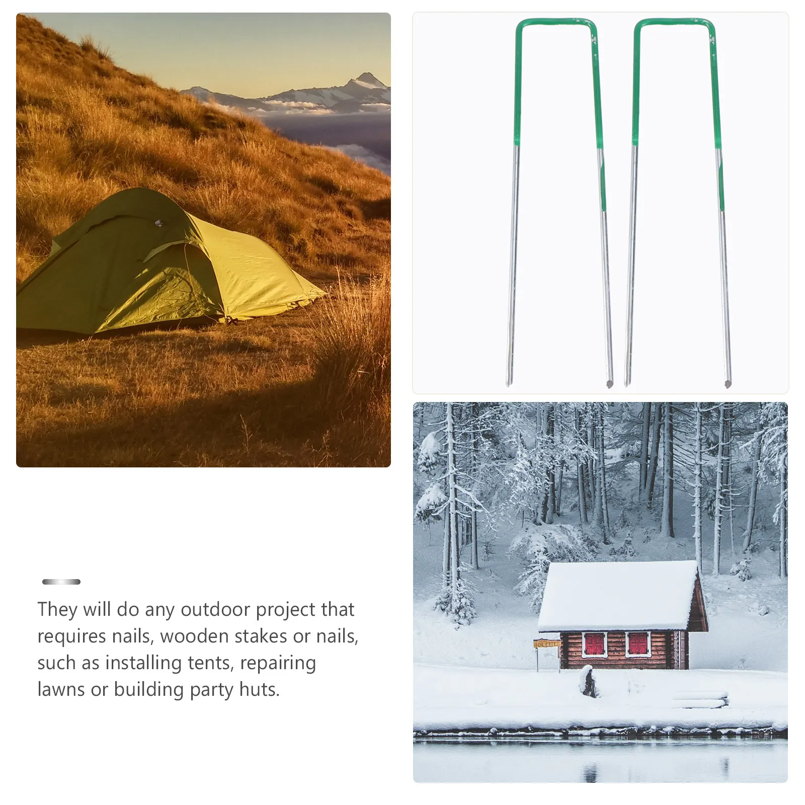 50Pcs Green Coated Metal Garden Stakes Rust Resistant Beveled Tip Professional Lawn Pegs for Sod Securing Tent Anchoring Party