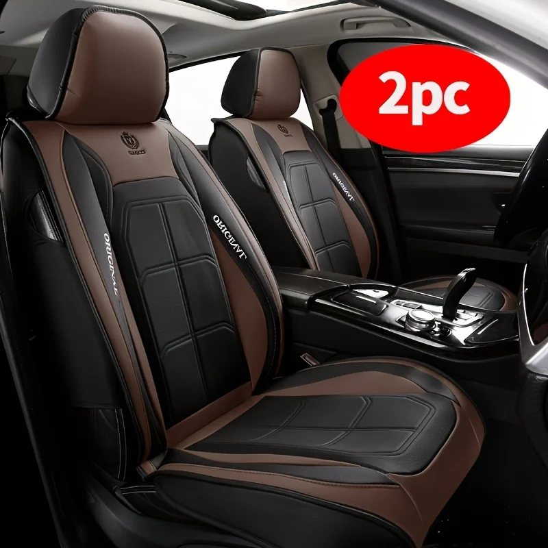 2 قطعة أغطية مقاعد السيارة الأمامية المصنوعة من الجلد الصناعي ذات الألوان العالمية مناسبة لنماذج سيارات الدفع الرباعي وسيارات السائق ومقاعد الركاب
