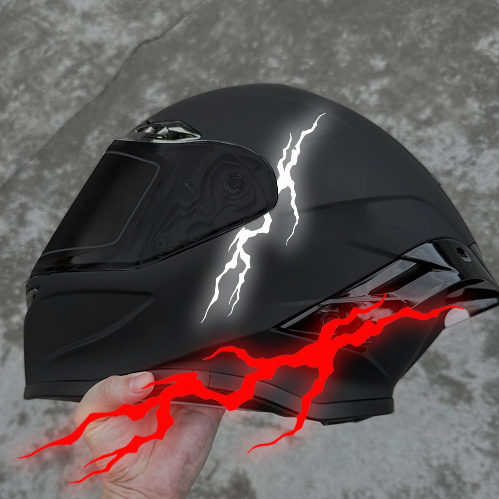 1PC Reflective Lightning Motorcycle Stickers Waterproof Safe Driving for Motorbike Helmet Fuel Tank DIY Scooter Vinyl Decals