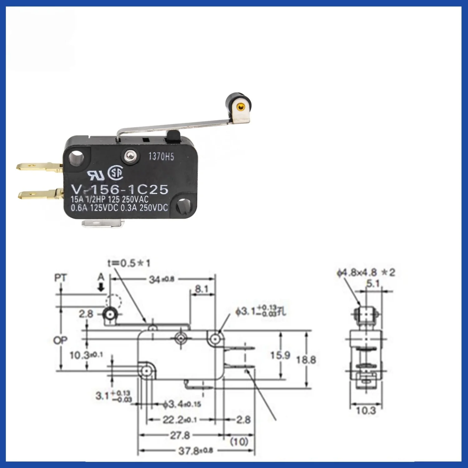 New limit micro switch V-15/151/152/153/154/155/156-1C25